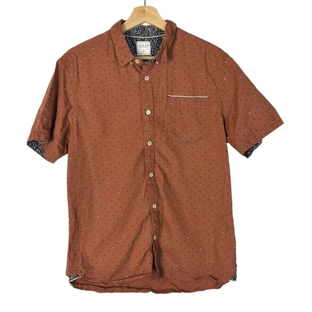 Level‎ Ten Orange X Triangle Short Sleeve Button Down M